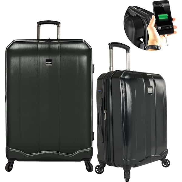 U.S. Traveler Piazza 2-Piece Smart Spinner Luggage Set, Black