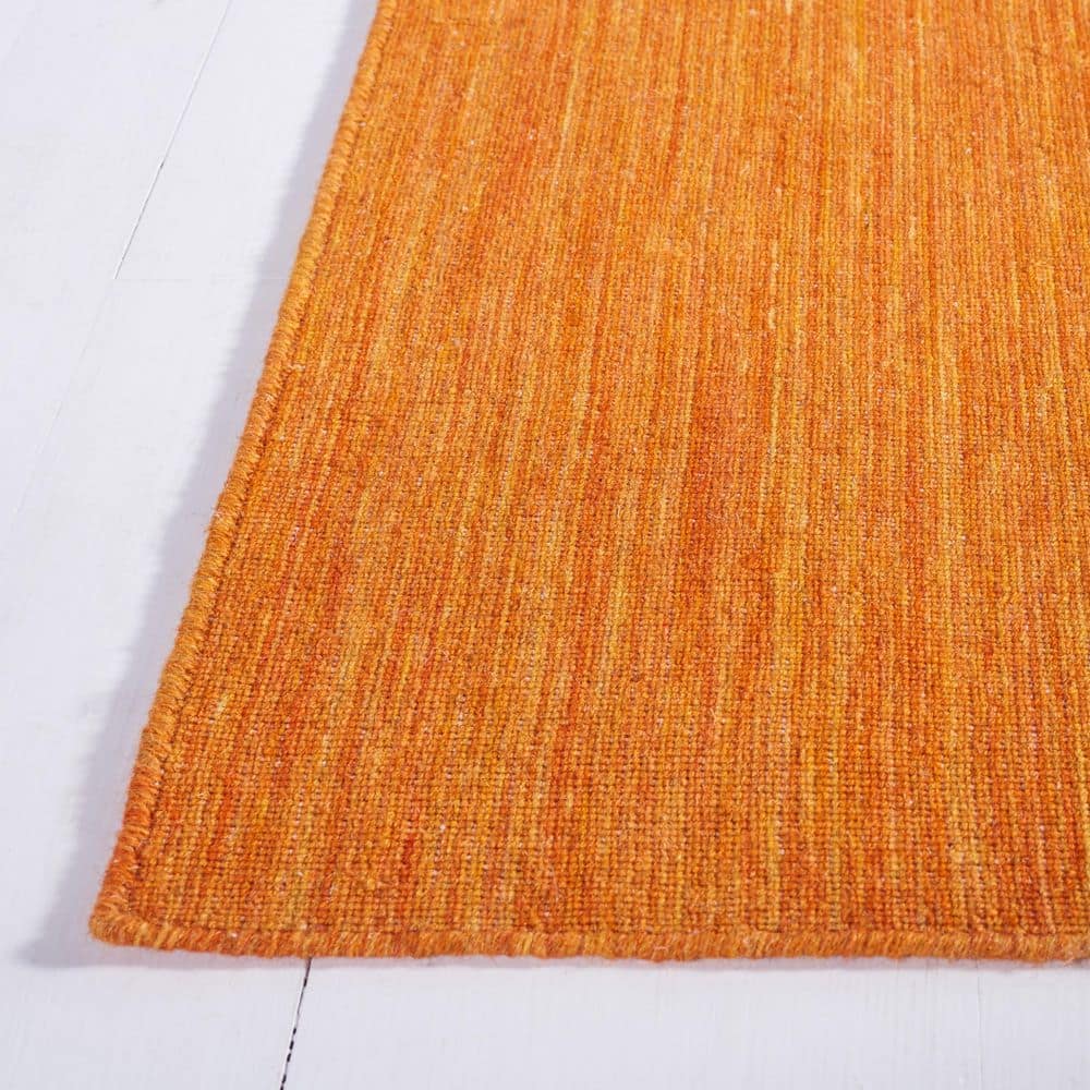Handmade Orange Wool and Cotton Flat Woven Area Rug