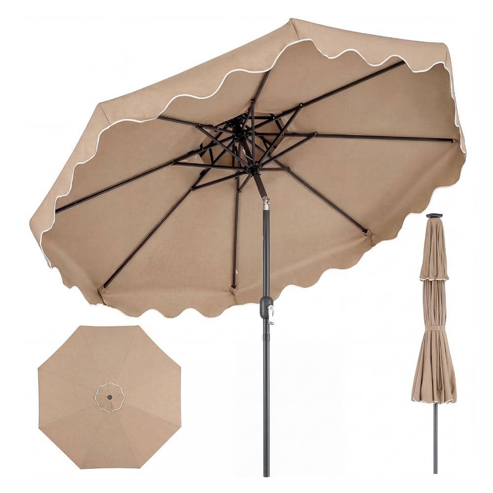 9 ft. Polyester and Metal Market Patio Umbrella with Crank Lift, Push Button Tilt, Coffee price history on PriceWatchPro