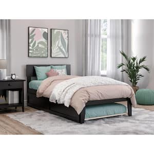 Boston 40 3/8 in. W Espresso Dark Brown Twin Size Solid Wood Frame with Twin Roll Out Trundle Platform Bed