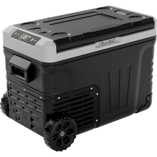 Unbranded 37 cu ft. (35L) Portable Electric Cooler with Wheels and 2 Baskets-12-Volt Fridge-4℉~68℉ in Black