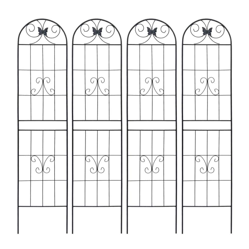 86.7 in. H x 19.7 in. W Black Rustproof Metal Garden Trellis for Climbing Plants Outdoor Support (4 Pack) price history on PriceWatchPro
