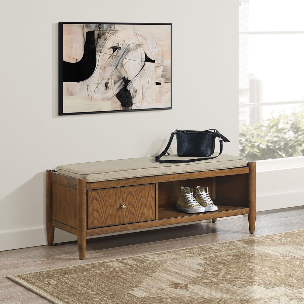 家具 marie OSP Home Furnishings Marilyn 44.25 in. Storage Bench with Walnut