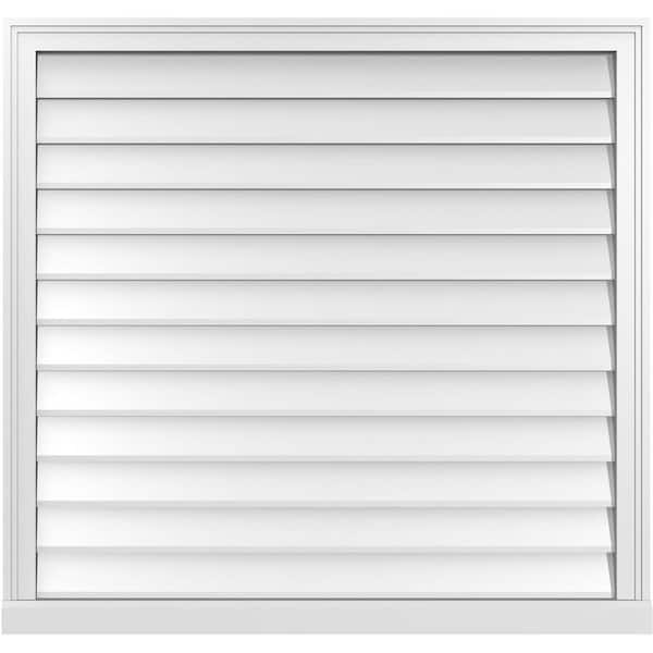 Ekena Millwork 40 in. x 38 in. Vertical Surface Mount PVC Gable Vent: Decorative with Brickmould Sill Frame