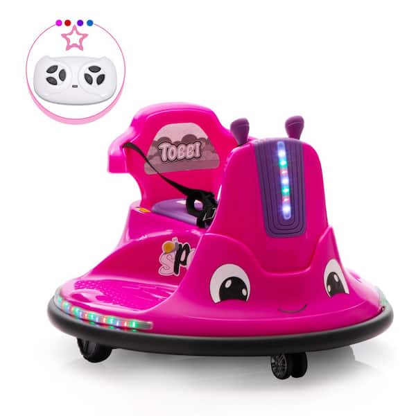 TOBBI 12-Volt Kids Ride on Bumper Car with Remote Control and LED Light, Pink