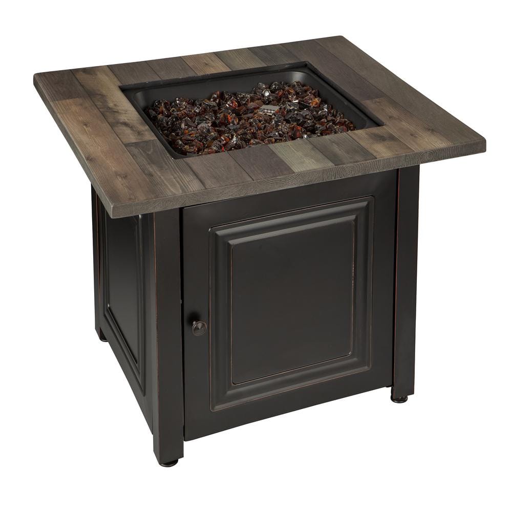 30" Black and Brown Steel and Resin Outdoor Fire Pit