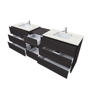 Element 92 in. W x 22 in. D x 35 in. H Double Sink Bath Vanity in Dark Ebony with Calacatta White Quartz Top Single Hole