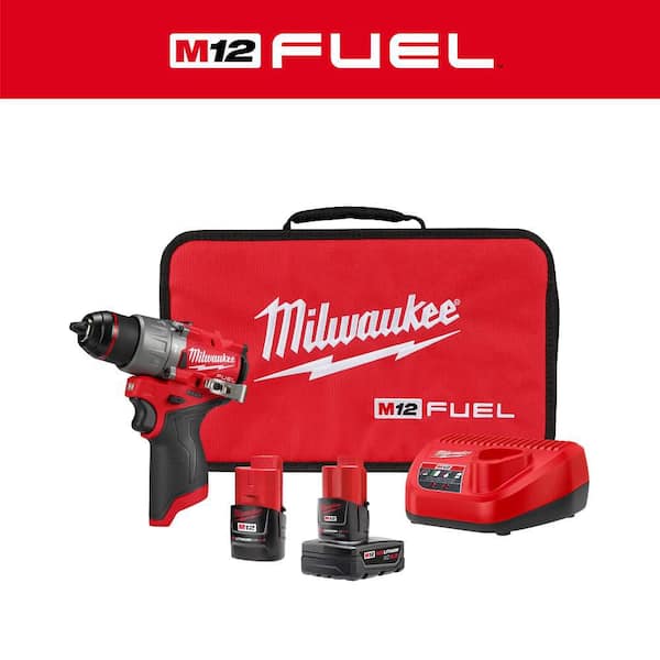 M12 FUEL 12V Lithium-Ion Brushless Cordless 1/2 in. Hammer Drill Kit with 4.0 Ah and 2.0 Ah Battery and Soft Case