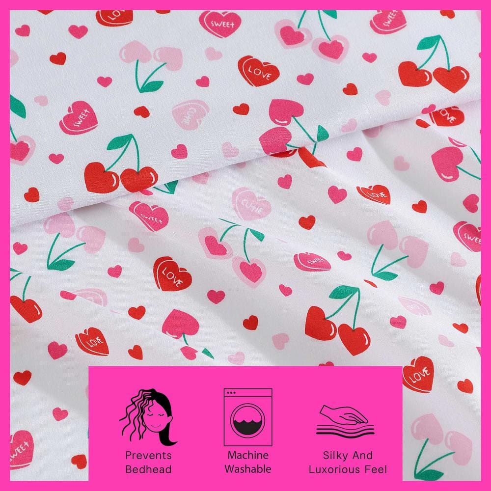 Sweet Tart Cherries Pink Twin XL Microfiber Bedding Set