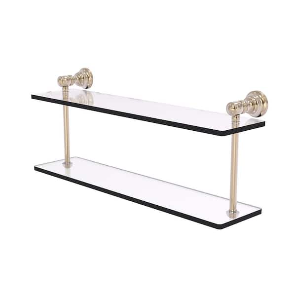Allied Brass Carolina Collection 22 in. x 9.2 in. x 5.6 in. Brass Rectangular 2-Tiered Glass Shelf in Antique Pewter