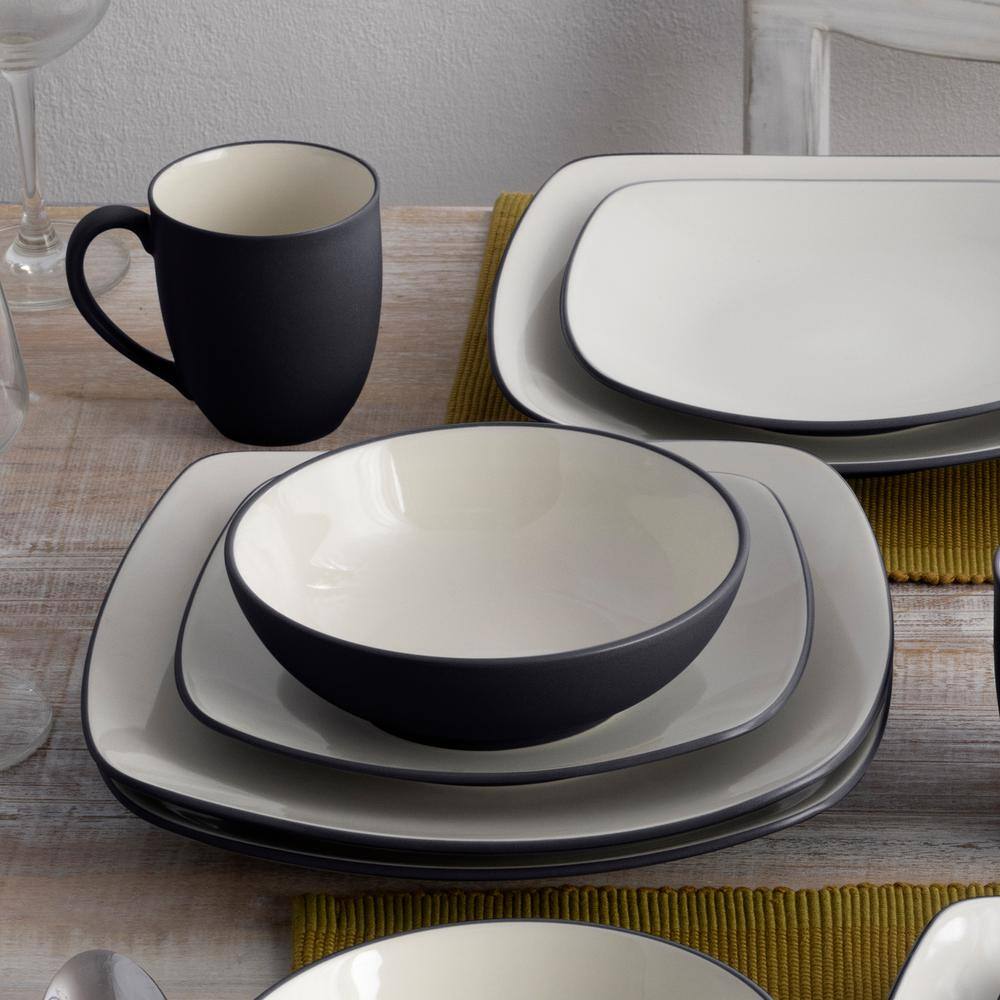 Graphite Matte Ceramic Soup and Cereal Bowls Set of 4