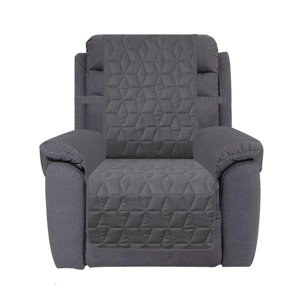 Waterproof Nonslip 23 in. Recliner Cover Furniture Protector for Pets Kids with Storage Pocket, Dark Grey