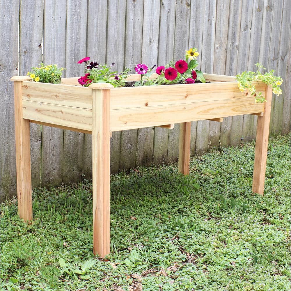 Light Brown Fir Wood Elevated Garden Planter Box