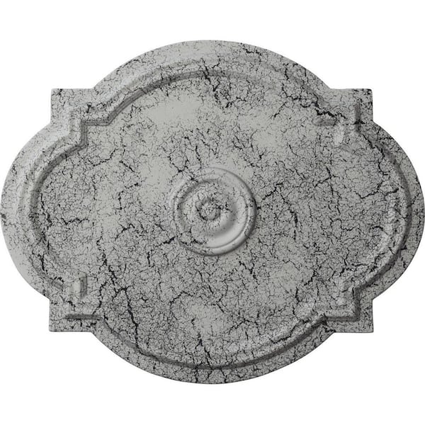 Ekena Millwork 1 in. x 21-1/4 in. x 17-3/8 in. Polyurethane Waltz Ceiling Medallion, Ultra Pure White Crackle