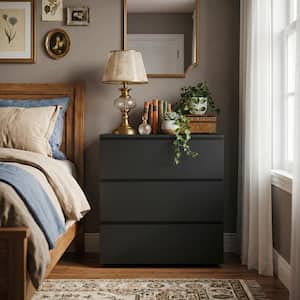 Kingdely 3-Drawer Wood 30" W Bedroom Chest of Drawers Bedside Table