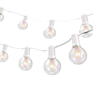 25-Light 25 ft. Outdoor Plug-In Globe Weatherproof String Lights, 30 G40 Bulbs Included (5 Free) White Cord