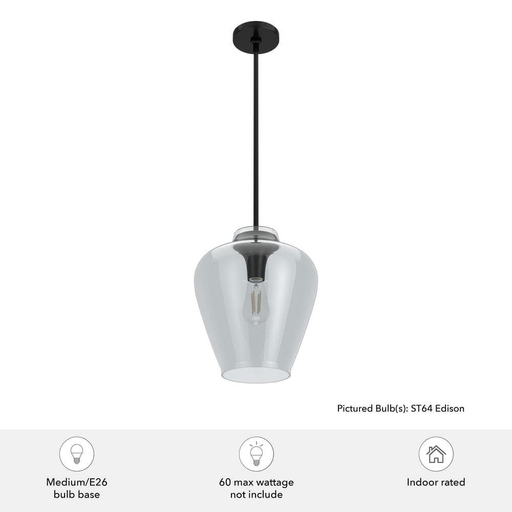 Hunter Vidria Matte Black 12" LED Teardrop Pendant Light
