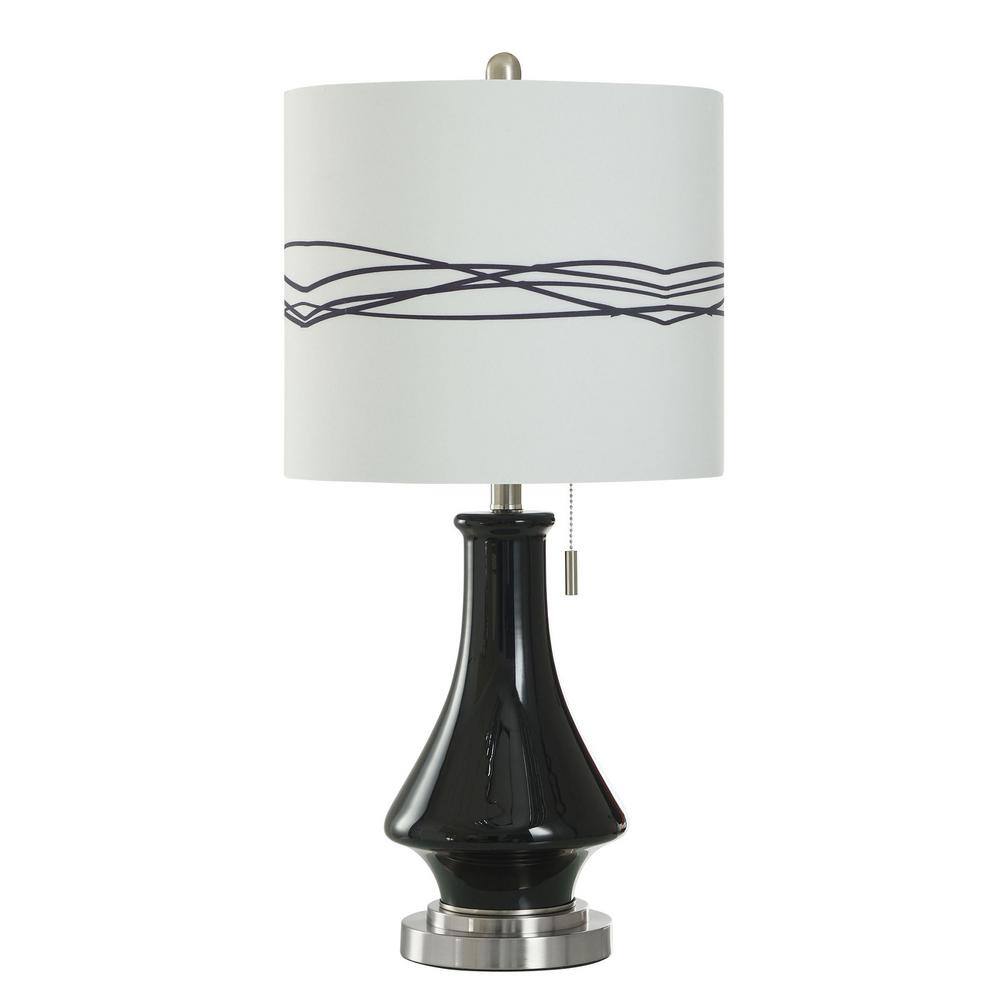 Bleaker 29 in. Black Transitional 1-Light Standard Floor Lamp for Living Room Linen Drum Shade price history on PriceWatchPro