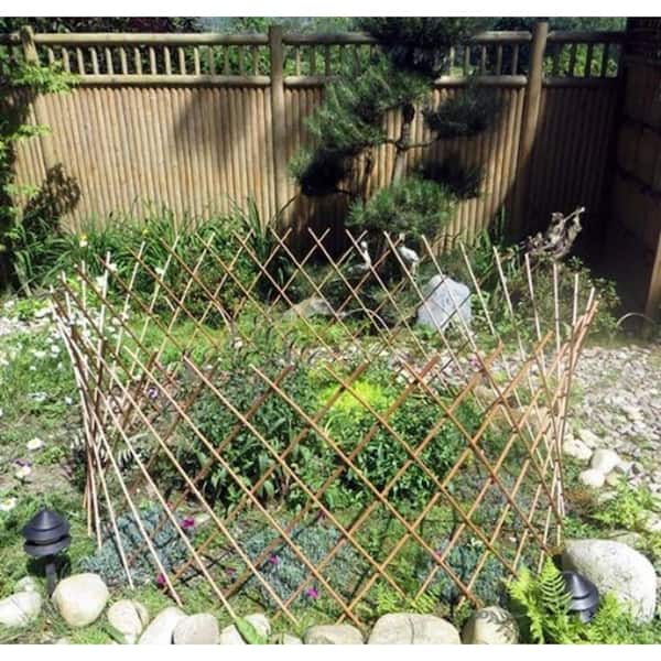 24 in. H x 36 in. Dia Peeled Willow Circular Lattice Trellis Fence Light Mahogany Color