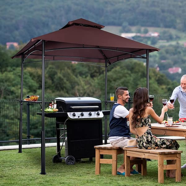 Outdoor Patio 8 ft. x 5 ft. Grill Gazebo with Hook