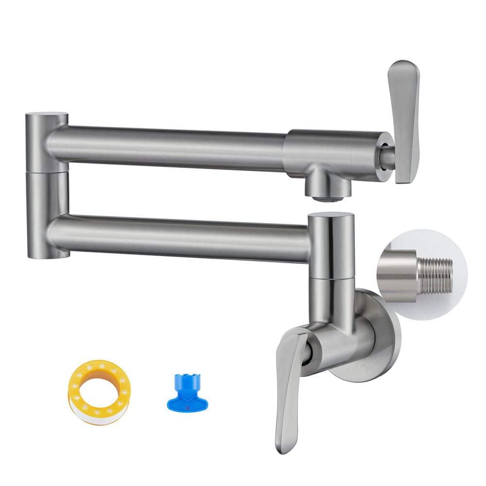 Nestfair 2Handles Wall Mounted Pot Filler with in Brushed Nickel SX