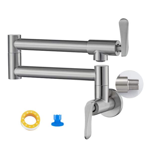 Nestfair 2-Handles Wall Mounted Pot Filler with in Brushed Nickel