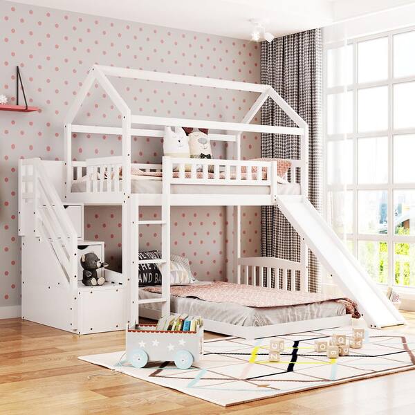 2 Drawers Stairs And Slide, Staircase Twin Bunk Beds Uk