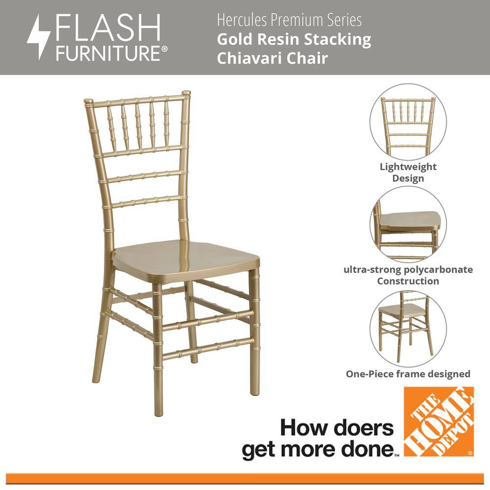 Elegant Gold Resin Chiavari Mid-Back Banquet Chair