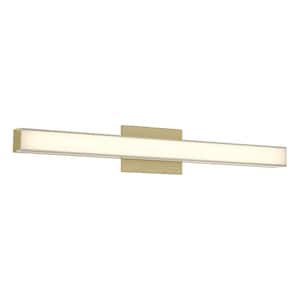 Vantage 30 in. 1-Light Ashen Brass CCT LED Vanity Light Bar with Double Layer Clear and White Acrylic Shade
