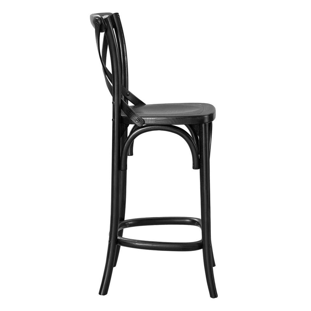 Modern Farmhouse Elm Wood Gear Counter Stool in Black