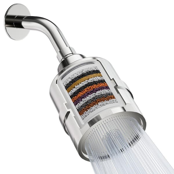 Compact Chrome Filtering Shower Head with a Replaceable filter, Effectively Removes Chlorine and Bad Odor