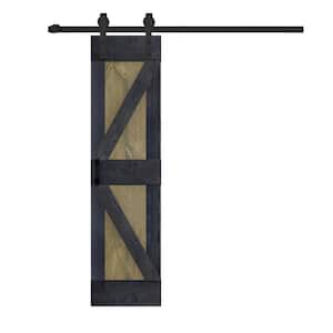 K Series 24 in. x 84 in. Aged Barrel/Carbon Gray Finished Solid Wood Sliding Barn Door W/Hardware Kit - Assembly Needed