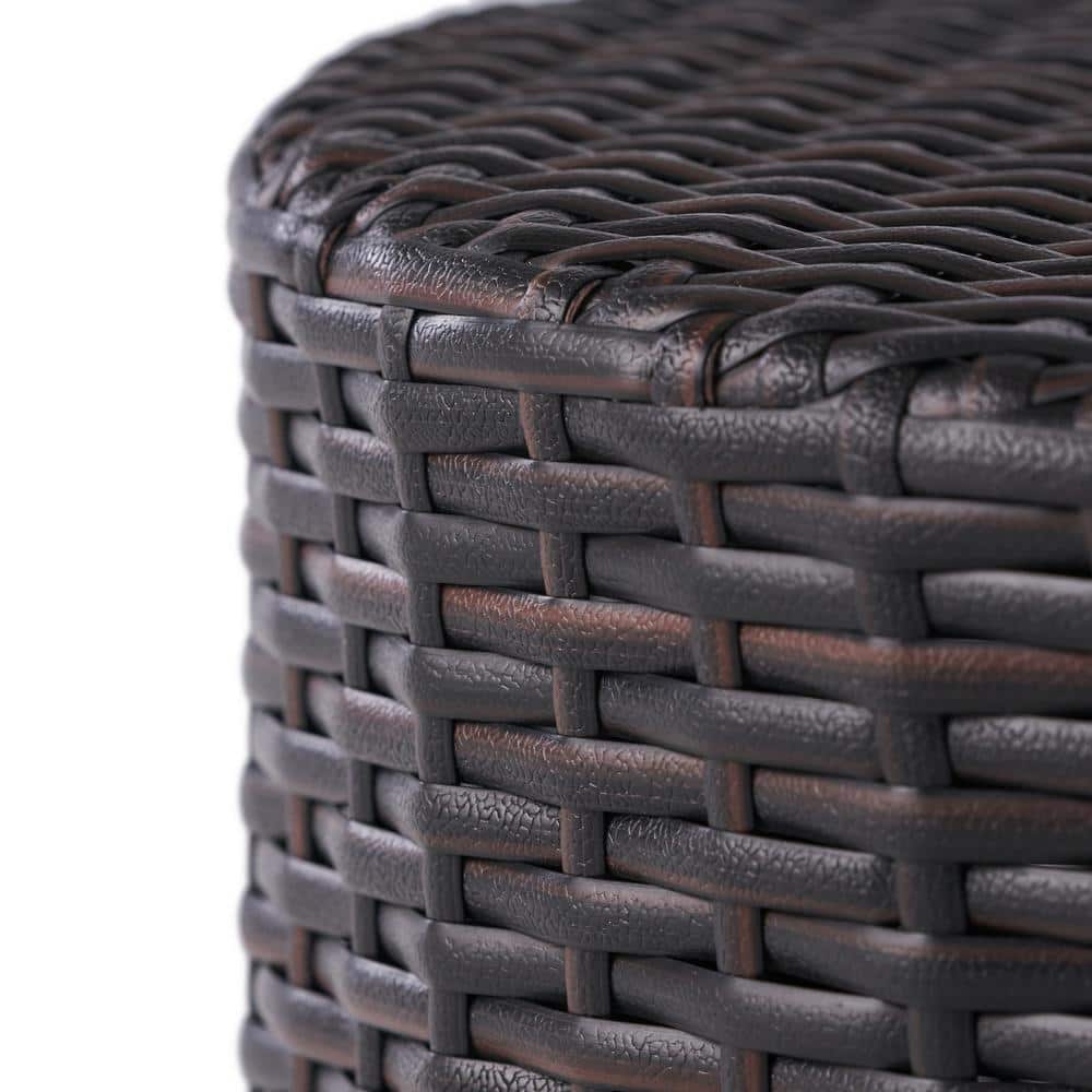 Keaton Multi-Brown Wicker Barrel Outdoor Side Table