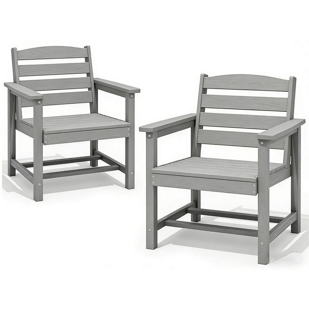 2-Piece HIPS Plastic Outdoor Dining Chair, Weather-resistant Chairs for Easy Maintenance, in Gray price history on PriceWatchPro