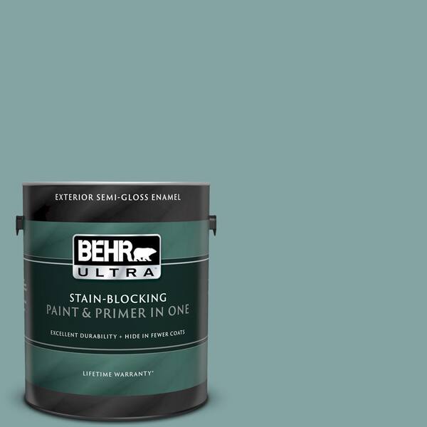 BEHR ULTRA 1 gal. #UL220-17 Venus Teal Semi-Gloss Enamel Exterior Paint and Primer in One