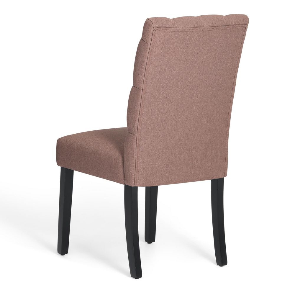 Westin Classic Button Tufted Linen Side Chair in Brown