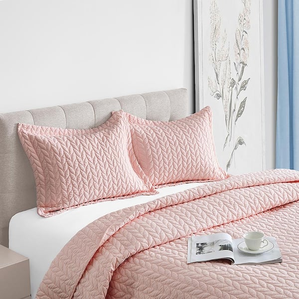 NexHome 3-Piece Pink Quilted Microfiber King Comforter Set (1x