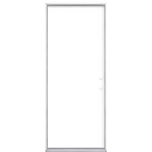 32 in. x 80 in. Flush Left Hand Inswing Ultra White Painted Steel Prehung Front Exterior Door No Brickmold