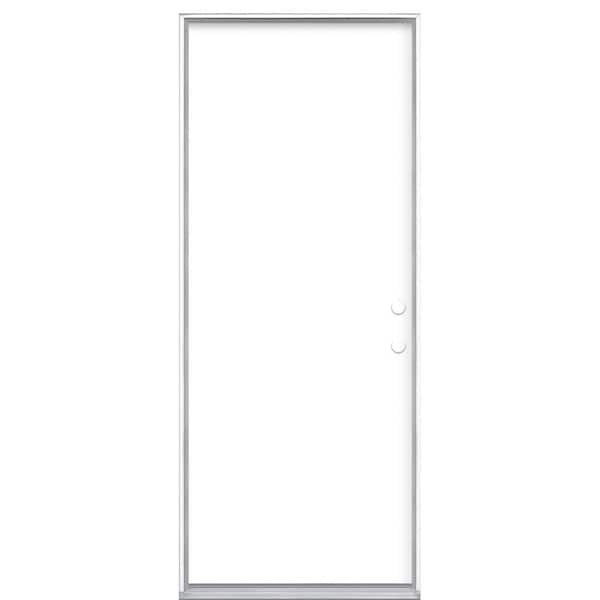 Masonite 32 in. x 80 in. Flush Left Hand Inswing Ultra White Painted Steel Prehung Front Exterior Door No Brickmold