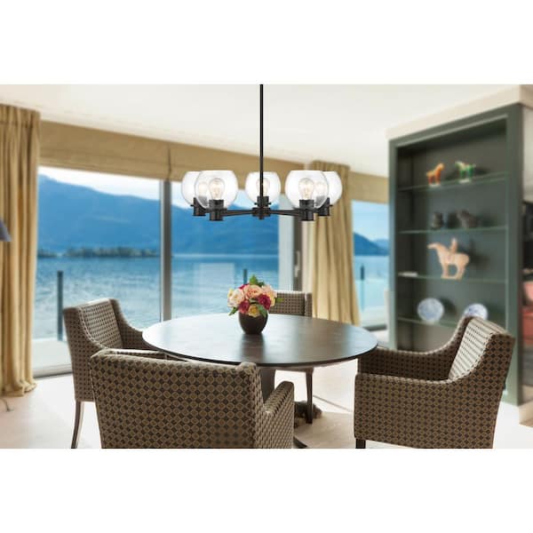 5-Light Coal Chandelier with Clear Glass Shades
