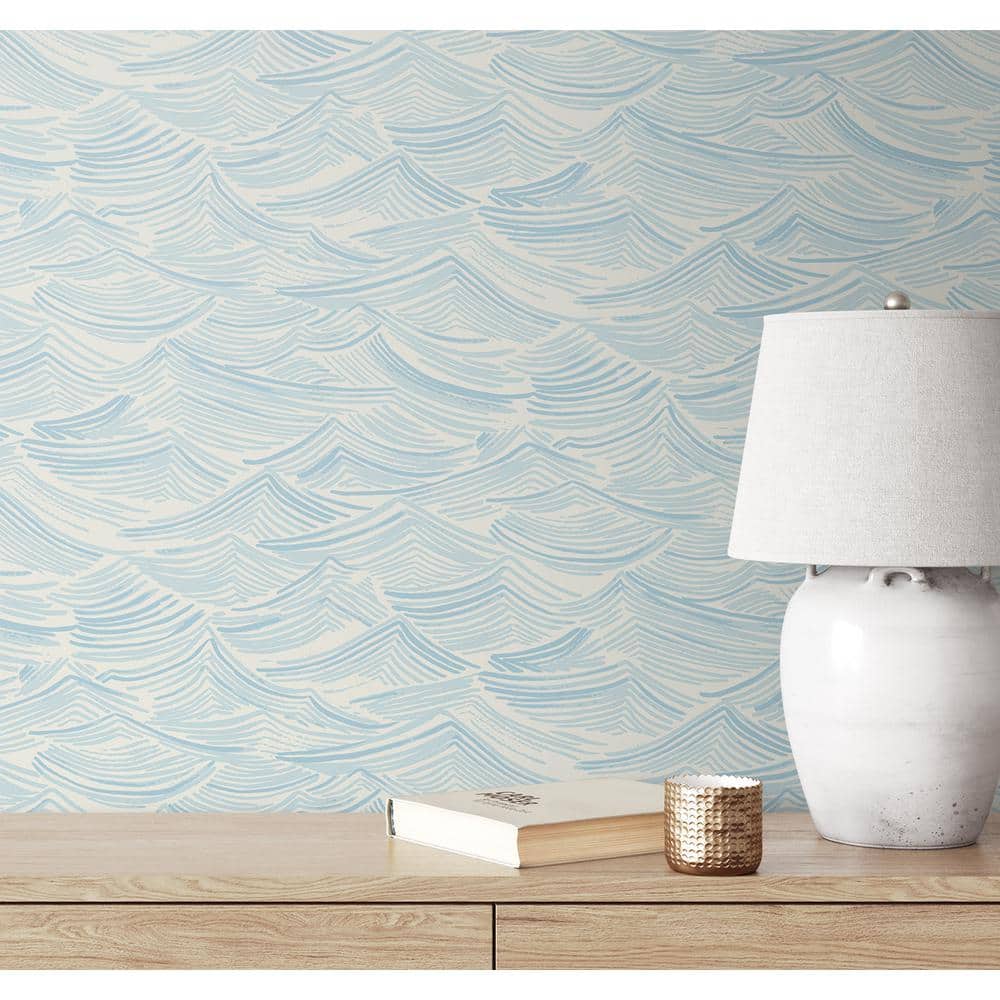 Seaside Waves Blue Pre-pasted Washable Wallpaper