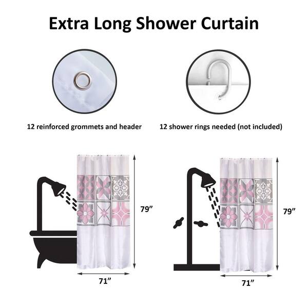 71 in. W x 79 in. H Bastide Printed Polyester Fabric Shower Curtain 1200612  - The Home Depot