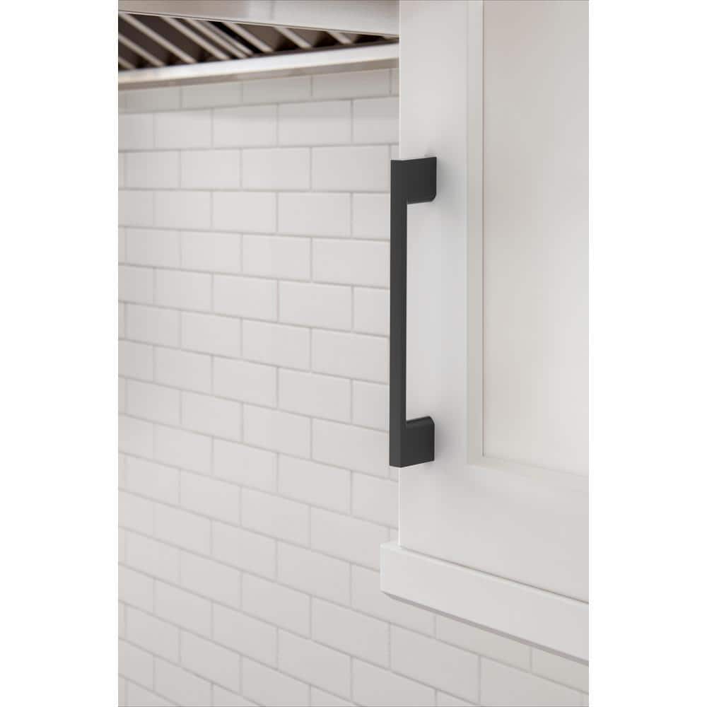 5-1/16 Inch Matte Black Modern Bar Cabinet Pulls, 10 Pack