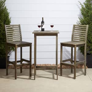 Renaissance Hand-sScraped 3-Piece Wood Square Table Outdoor Bar Height Dining Set
