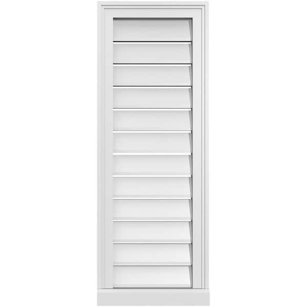 Ekena Millwork 14 in. x 38 in. Vertical Surface Mount PVC Gable Vent: Functional with Brickmould Sill Frame