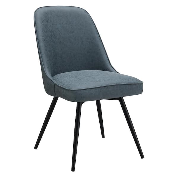 Penton Swivel Chair 2-Pack in Navy Faux Leather with Black Legs