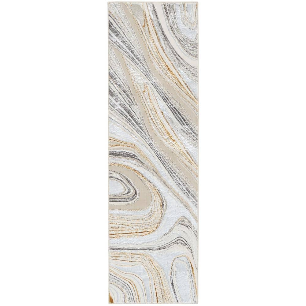 Glam Grey Gold 2 ft. x 8 ft. Abstract Contemporary Runner Area Rug price history on PriceWatchPro