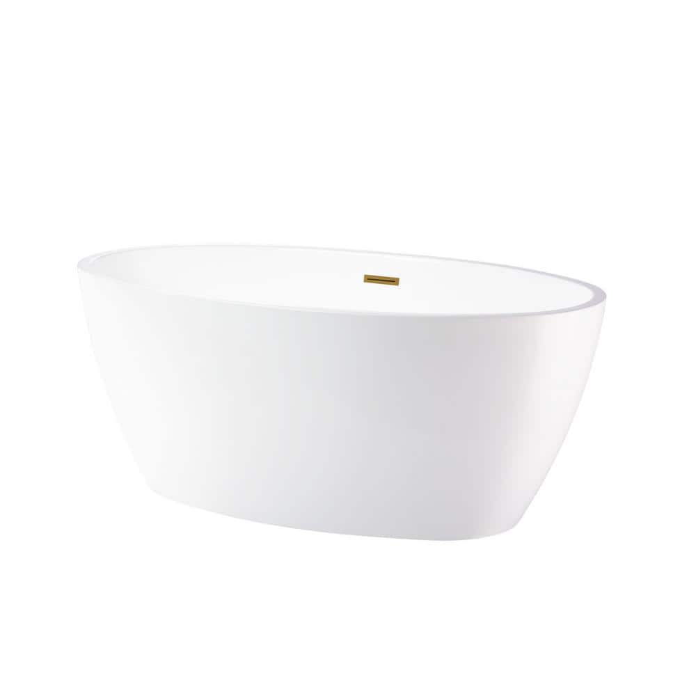 Vanity Art 68" White Acrylic Freestanding Soaking Bathtub