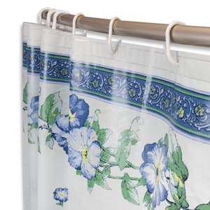 71 in. x 71 in. Blue Pastel Floral Shower Curtain