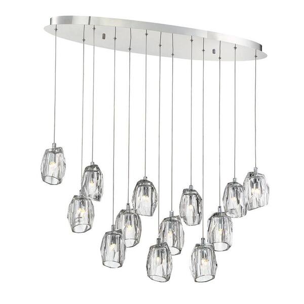 Eurofase Diffi Collection 13-Light Chrome Chandelier with Glass Shade